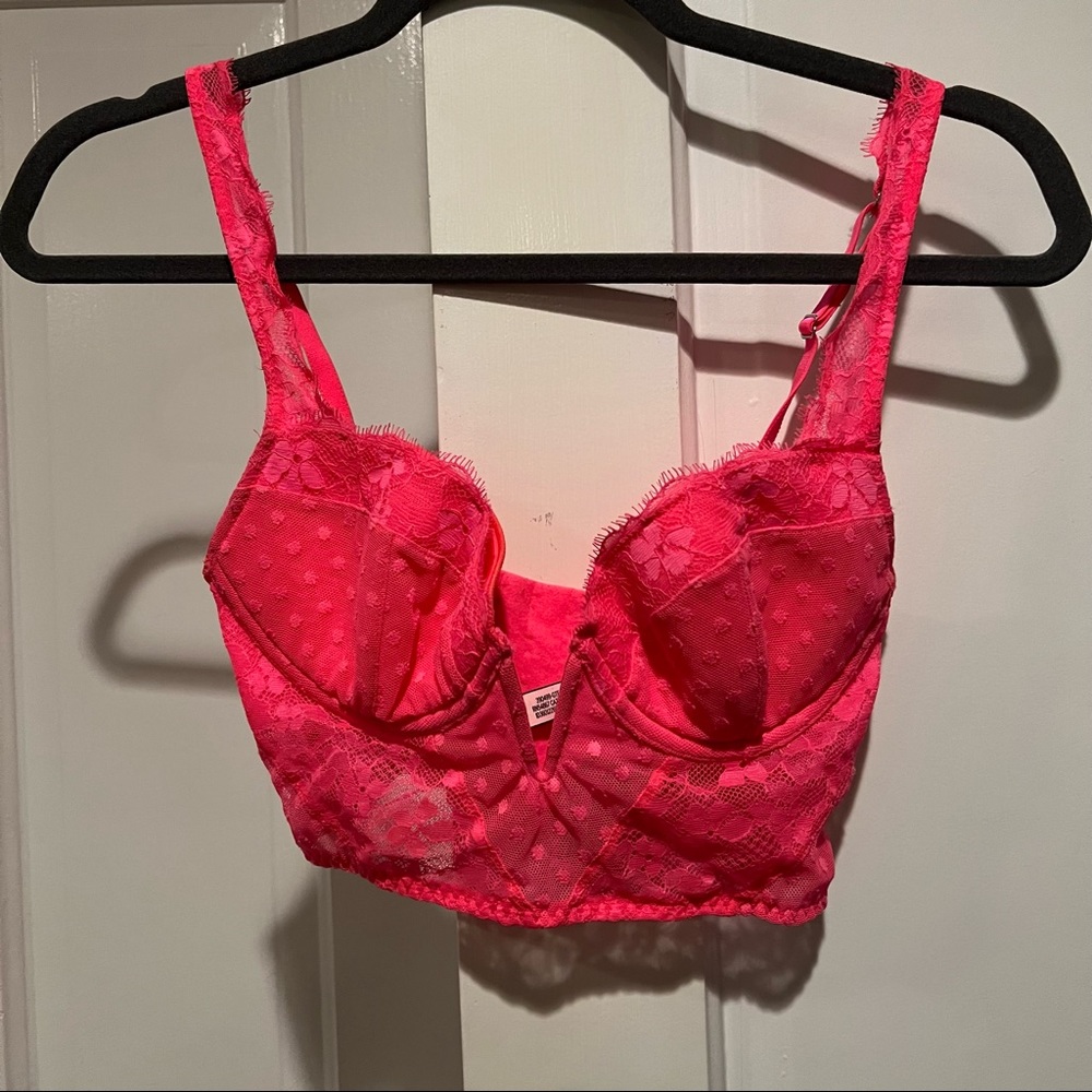 VS Bright Pink Polka Dot Bralette